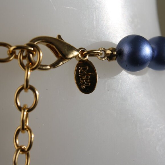 vintage Joan Rivers Czech Glass blue glass pearl beaded necklace classic … - Picture 5 of 6